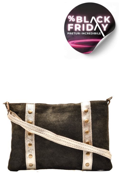 Geanta verde piele naturala intoarsa bs3477