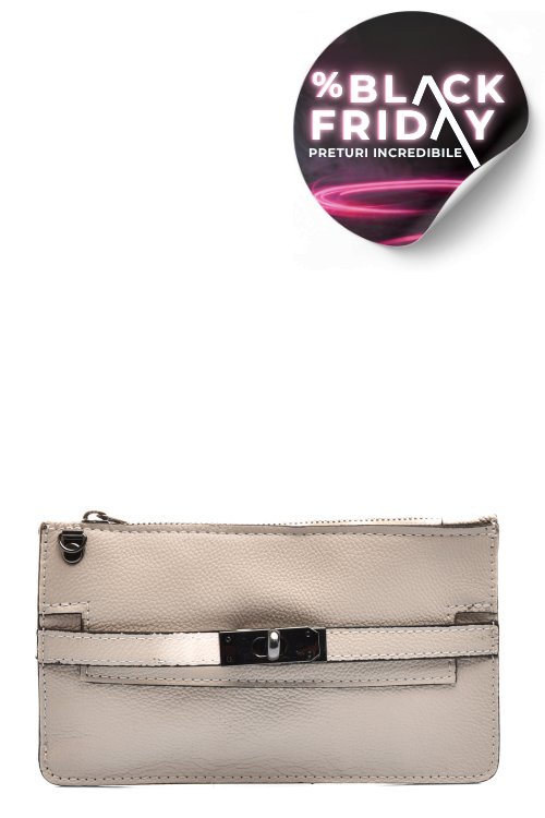 Geanta bej piele naturala 6352