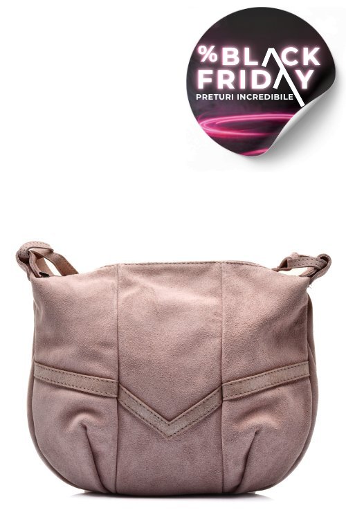 Geanta roz piele naturala intoarsa 07263