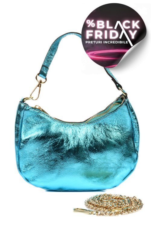 Geanta albastra piele naturala 7s77030