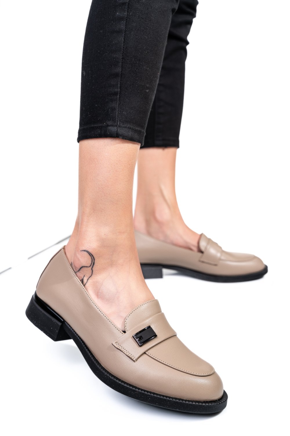 MOCASINI BEJ PIELE NATURALA 251626NP