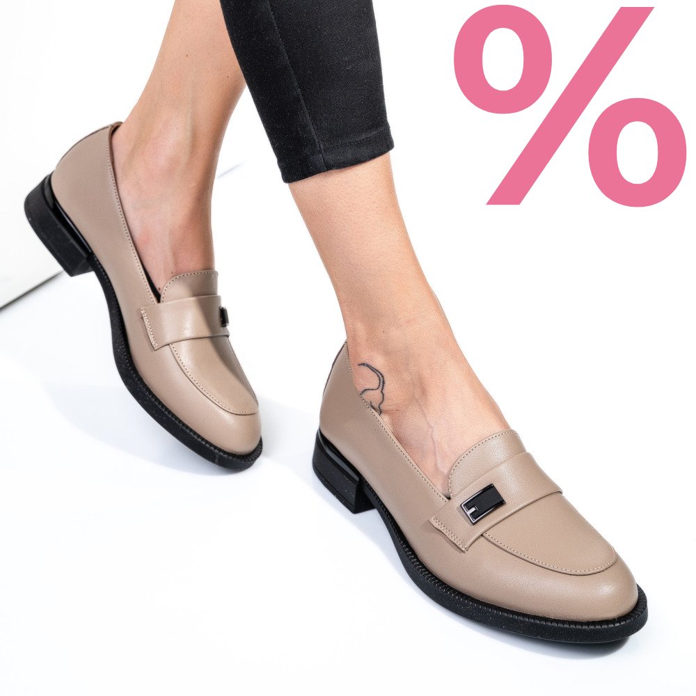 MOCASINI BEJ PIELE NATURALA 251626NP