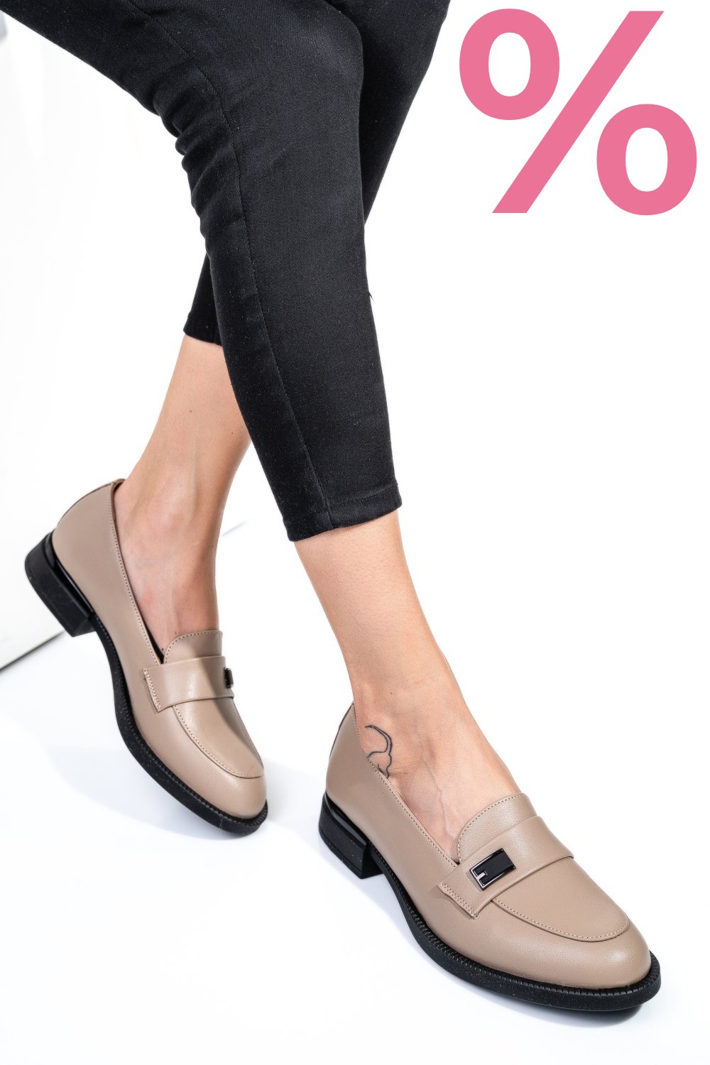 MOCASINI BEJ PIELE NATURALA 251626NP