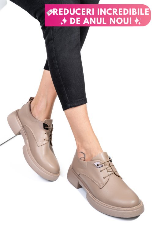 Pantofi bej piele naturala  251622np
