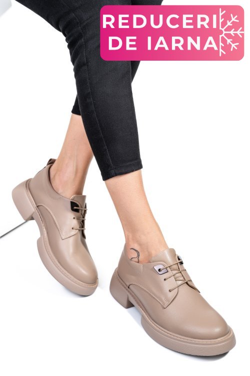 Pantofi bej piele naturala  251622np