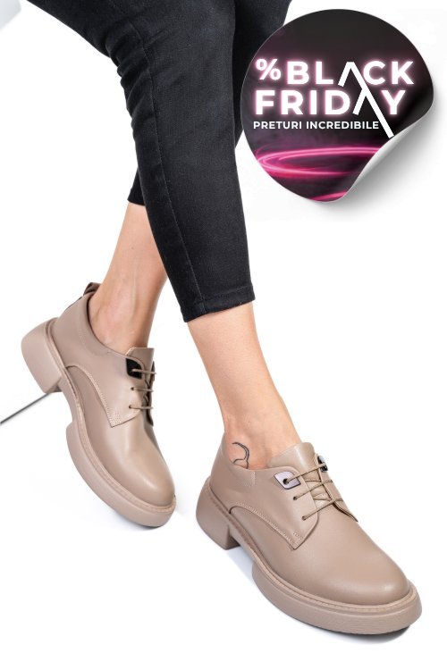 Pantofi bej piele naturala  251622np