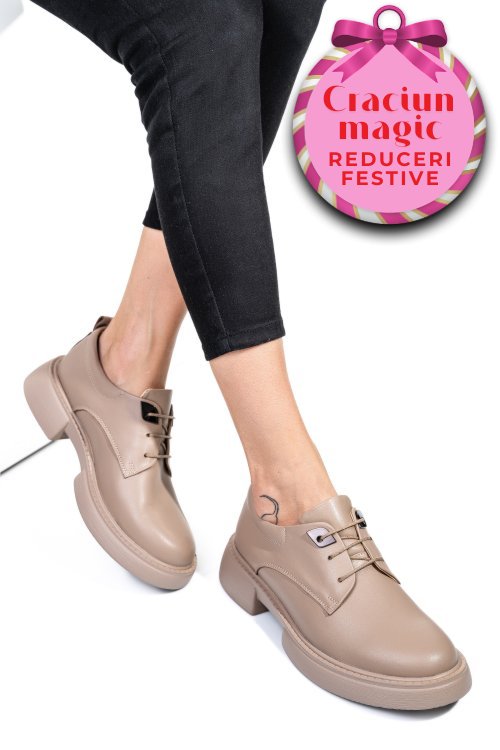 Pantofi bej piele naturala  251622np
