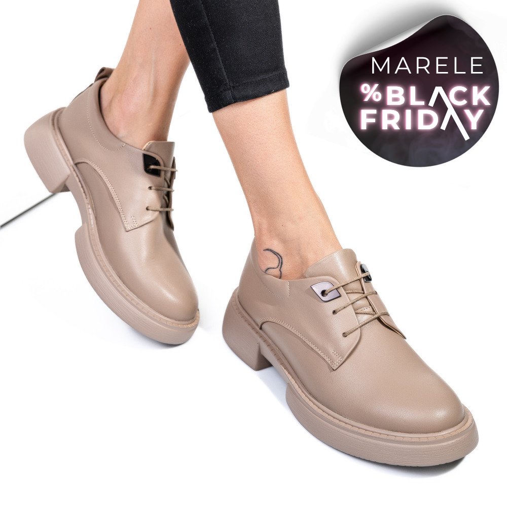 PANTOFI BEJ PIELE NATURALA  251622NP