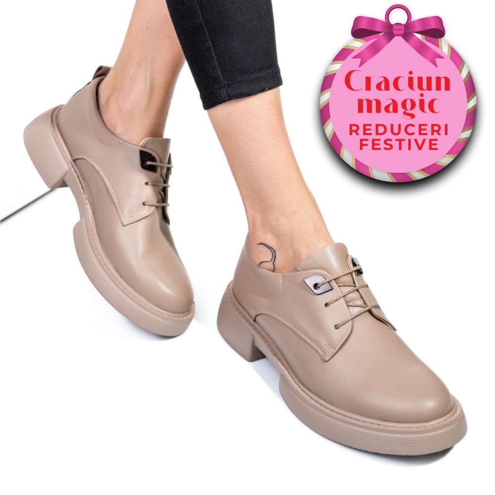 PANTOFI BEJ PIELE NATURALA  251622NP