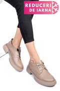 PANTOFI BEJ PIELE NATURALA  251622NP
