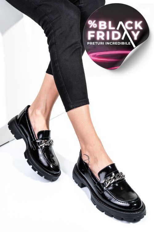 Mocasini negri piele naturala lacuita 251616npk