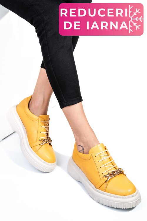 Pantofi galbeni piele naturala  251620np
