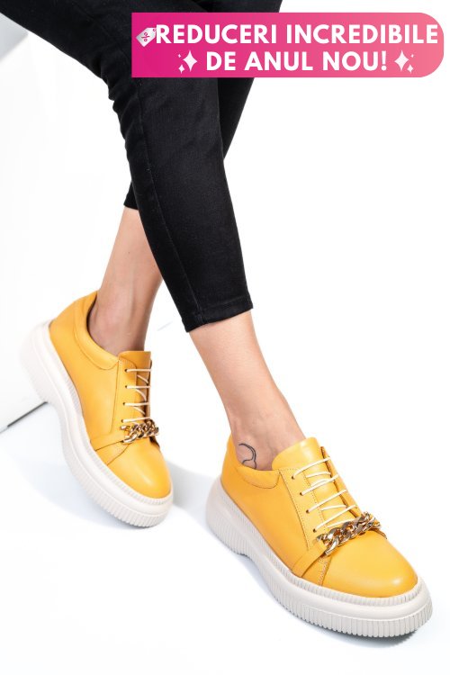 Pantofi galbeni piele naturala  251620np