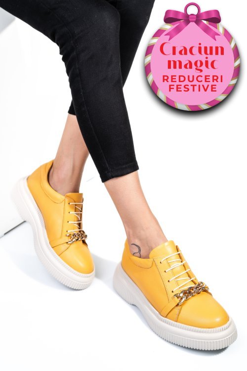 Pantofi galbeni piele naturala  251620np
