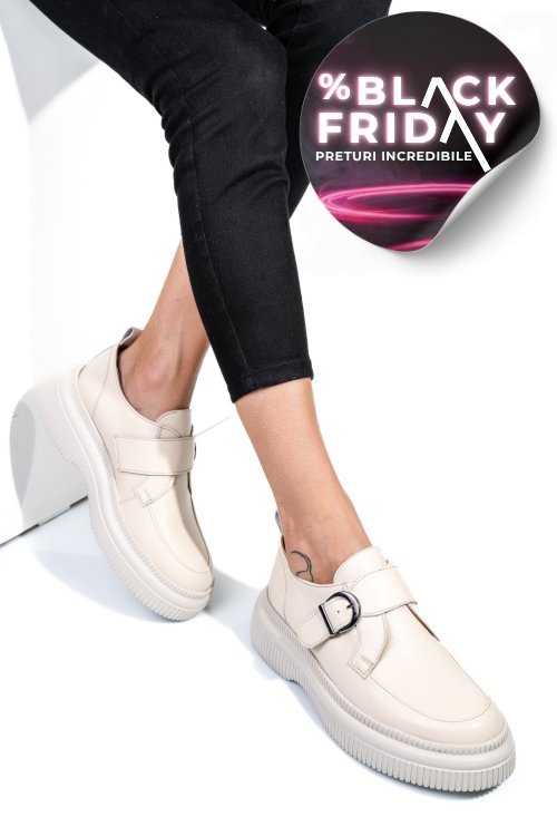 Mocasini crem piele naturala 251618np