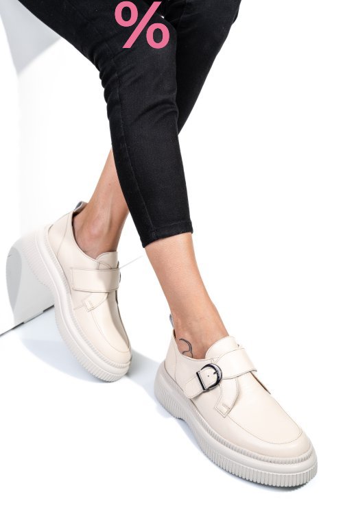 Mocasini crem piele naturala 251618np