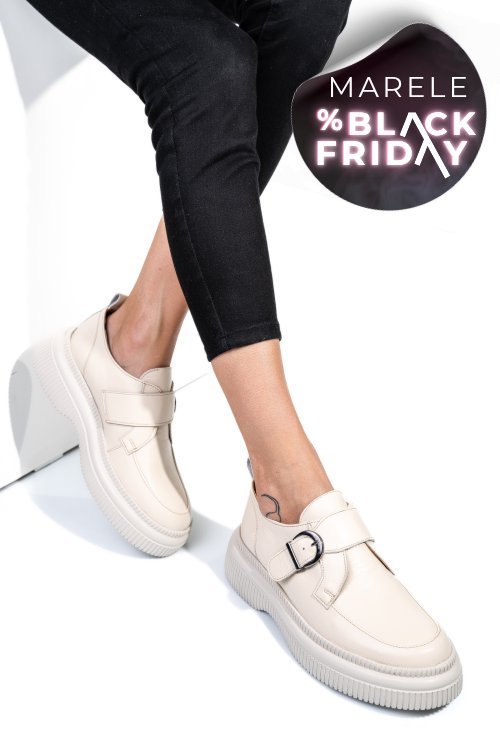 Mocasini crem piele naturala 251618np