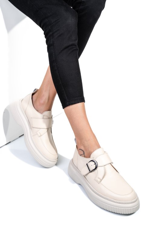 Mocasini crem piele naturala 251618np