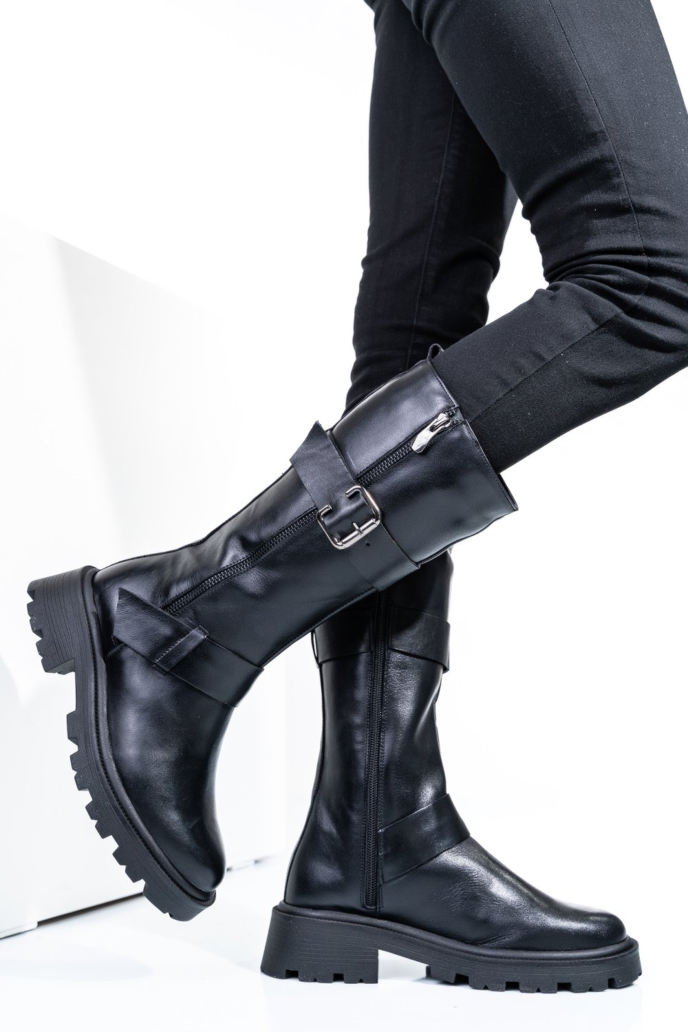 GHETE NEGRE PIELE NATURALA 242845NP