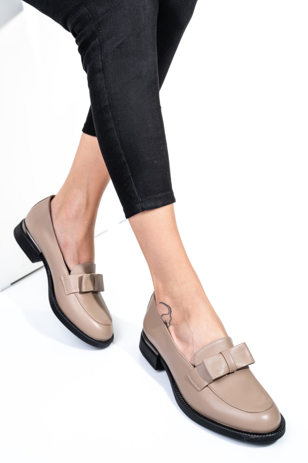 MOCASINI BEJ PIELE NATURALA 251627NP