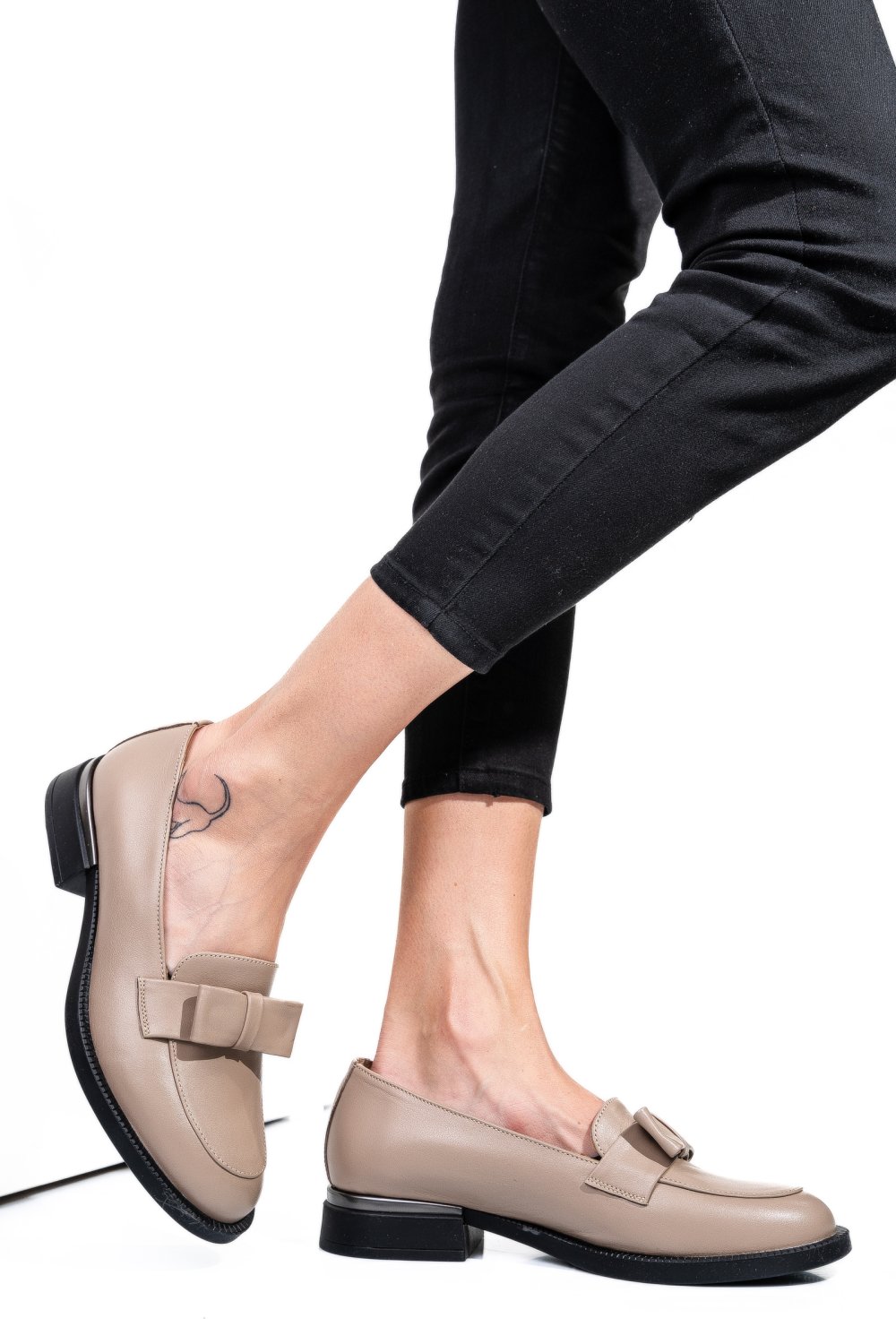 MOCASINI BEJ PIELE NATURALA 251627NP