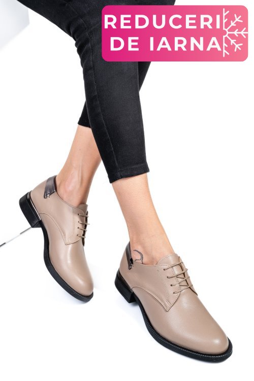 Pantofi bej piele naturala  251624np