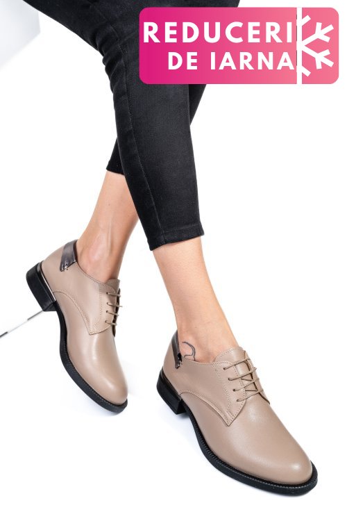 Pantofi bej piele naturala  251624np