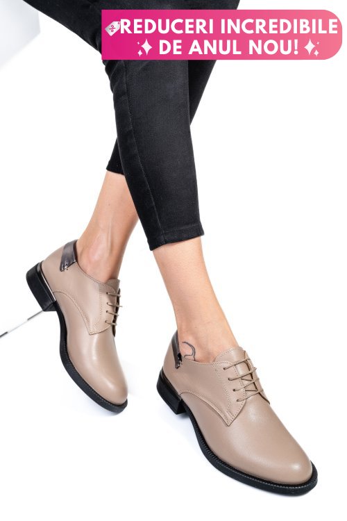 Pantofi bej piele naturala  251624np