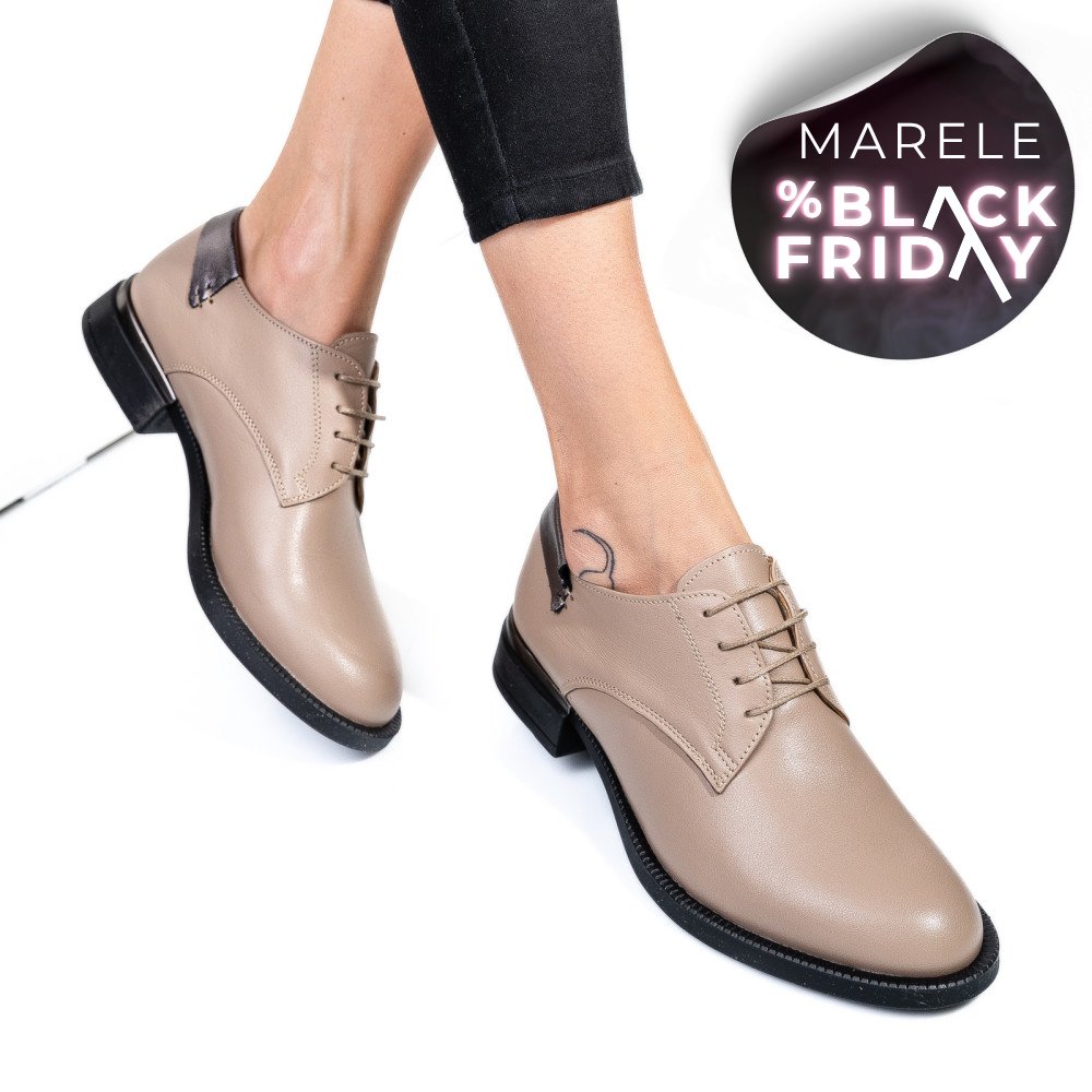 PANTOFI BEJ PIELE NATURALA  251624NP