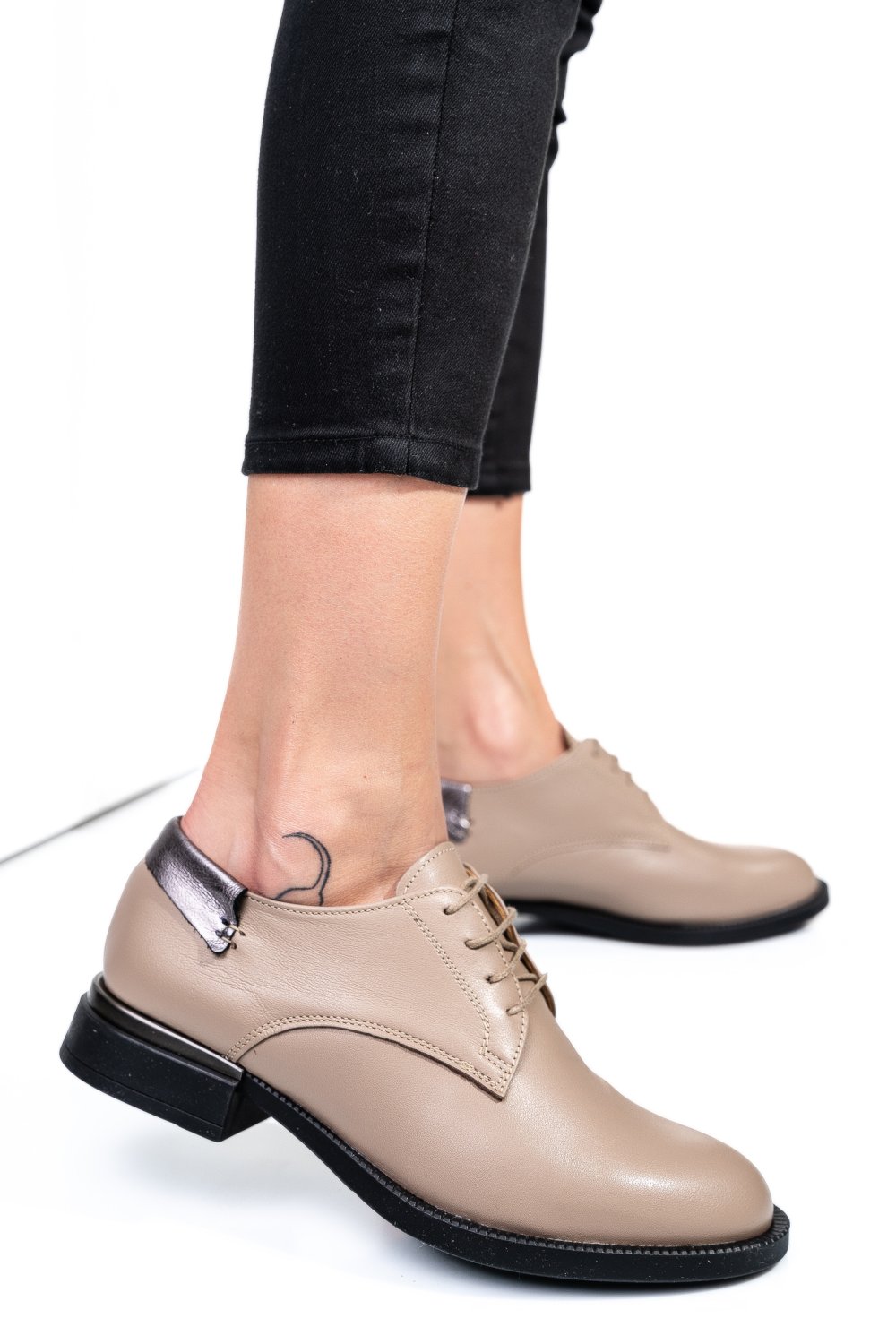 PANTOFI BEJ PIELE NATURALA  251624NP