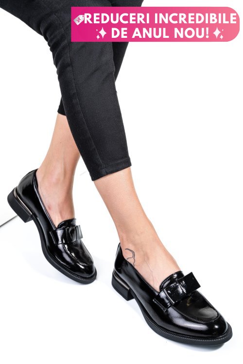 Mocasini negri piele naturala lacuita 251627npk