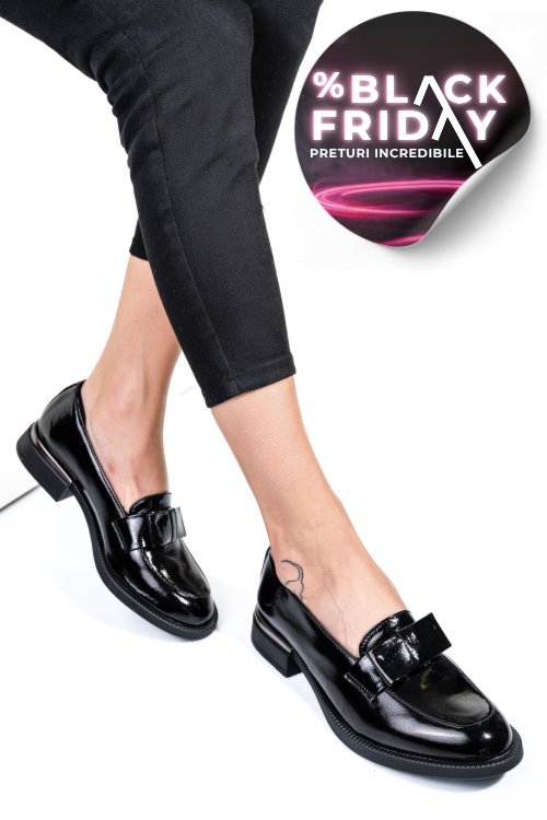 Mocasini negri piele naturala lacuita 251627npk