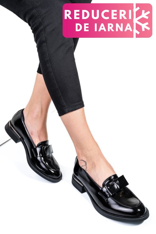 Mocasini negri piele naturala lacuita 251627npk