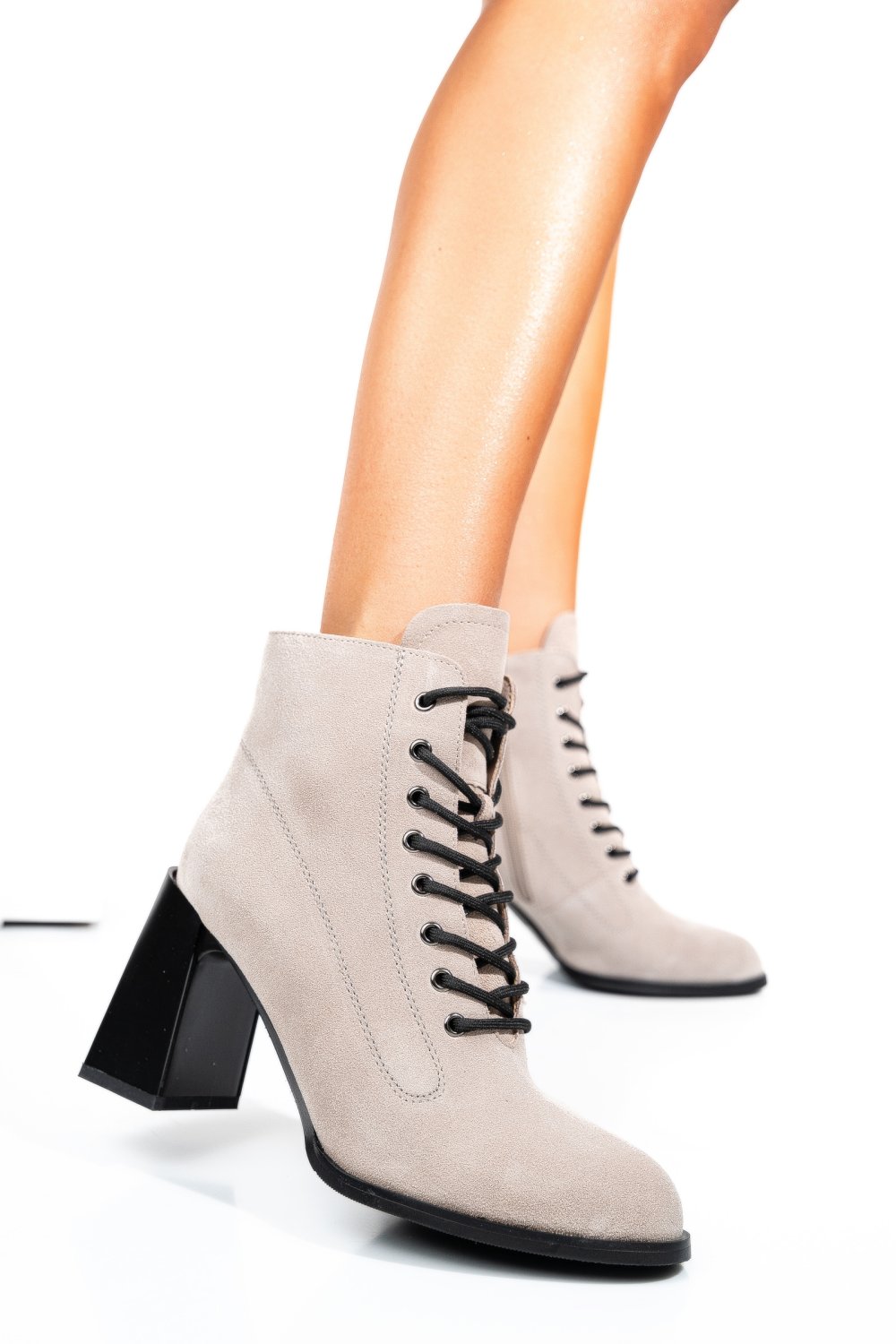 BOTINE KHAKI PIELE NATURALA INTOARSA TSPN6306-1