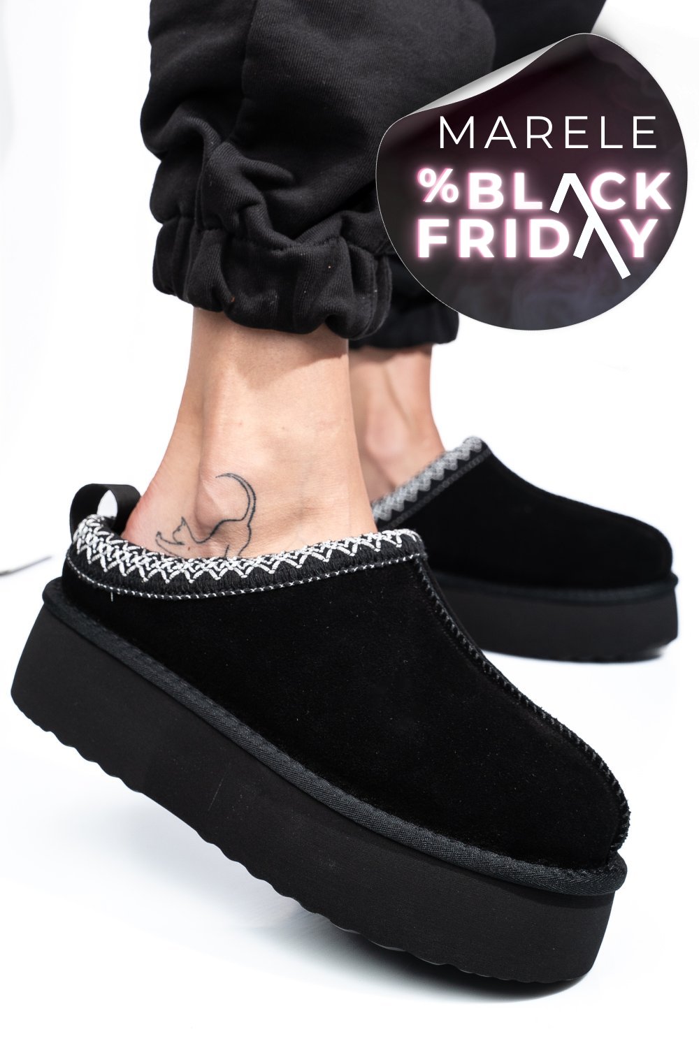 SABOTI NEGRI PIELE NATURALA INTOARSA 1S77253