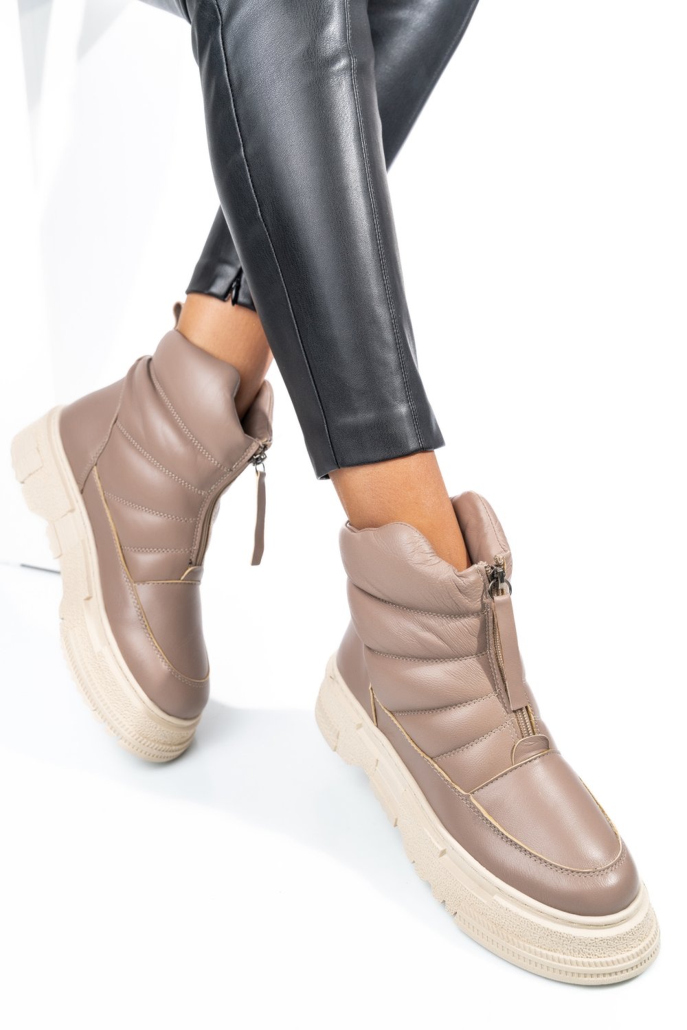 GHETE BEIGE PIELE NATURALA APCK4003