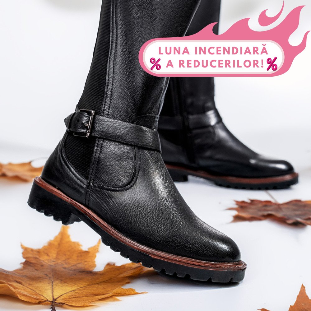 CIZME DAMA PIELE NATURALA NEGRE 8S77793