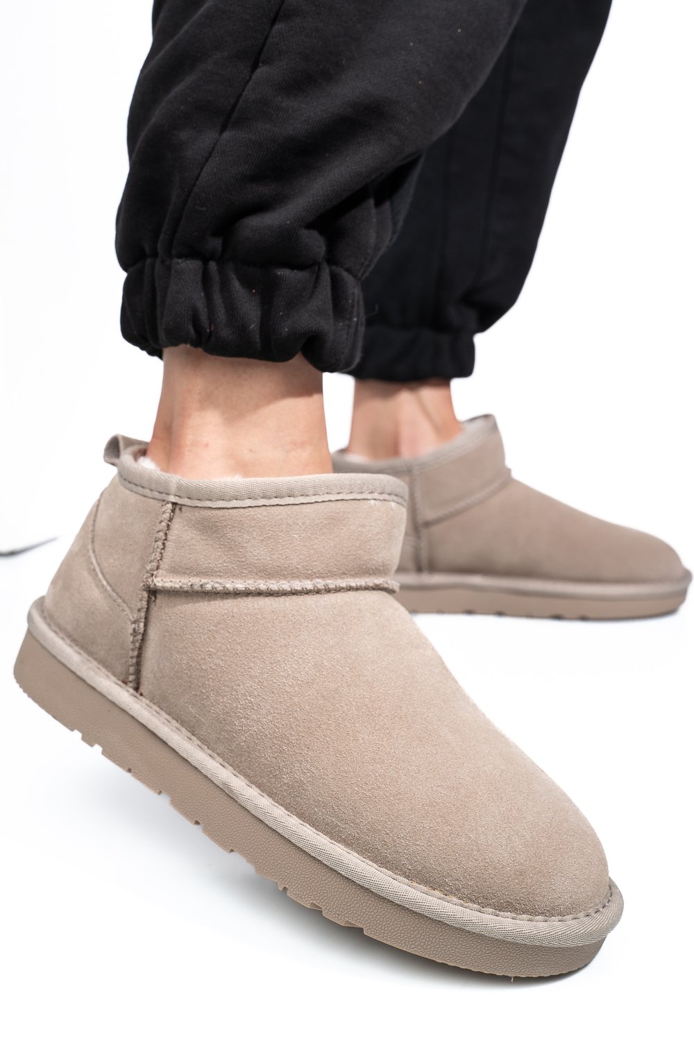 GHETE DAMA IMBLANITE PIELE NATURALA INTOARSA TAUPE 1S771200