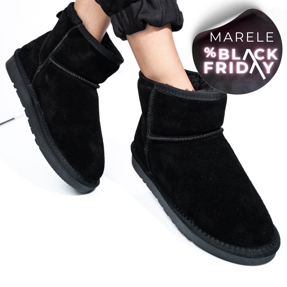 CIZME DAMA IMBLANITE PIELE NATURALA INTOARSA NEGRE IS771201