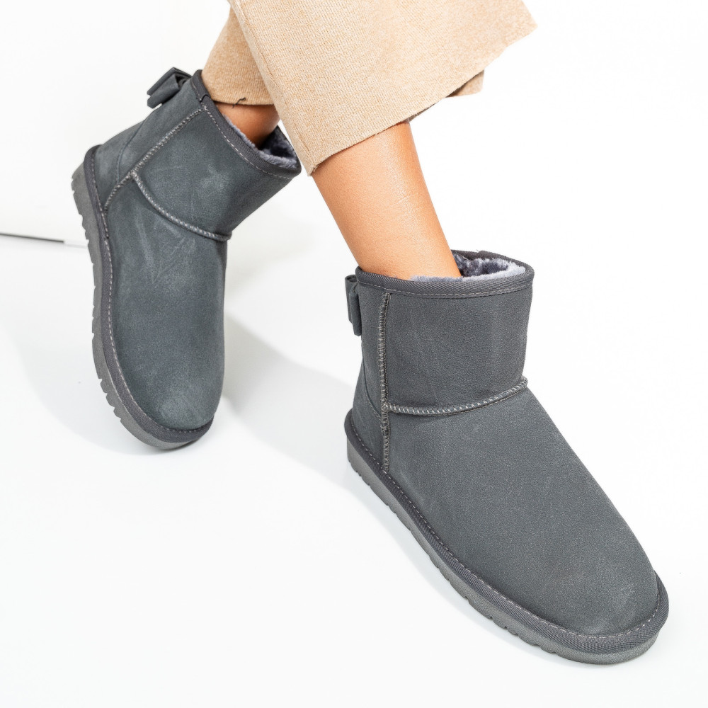 CIZME GRI PIELE NATURALA INTOARSA 6SP619