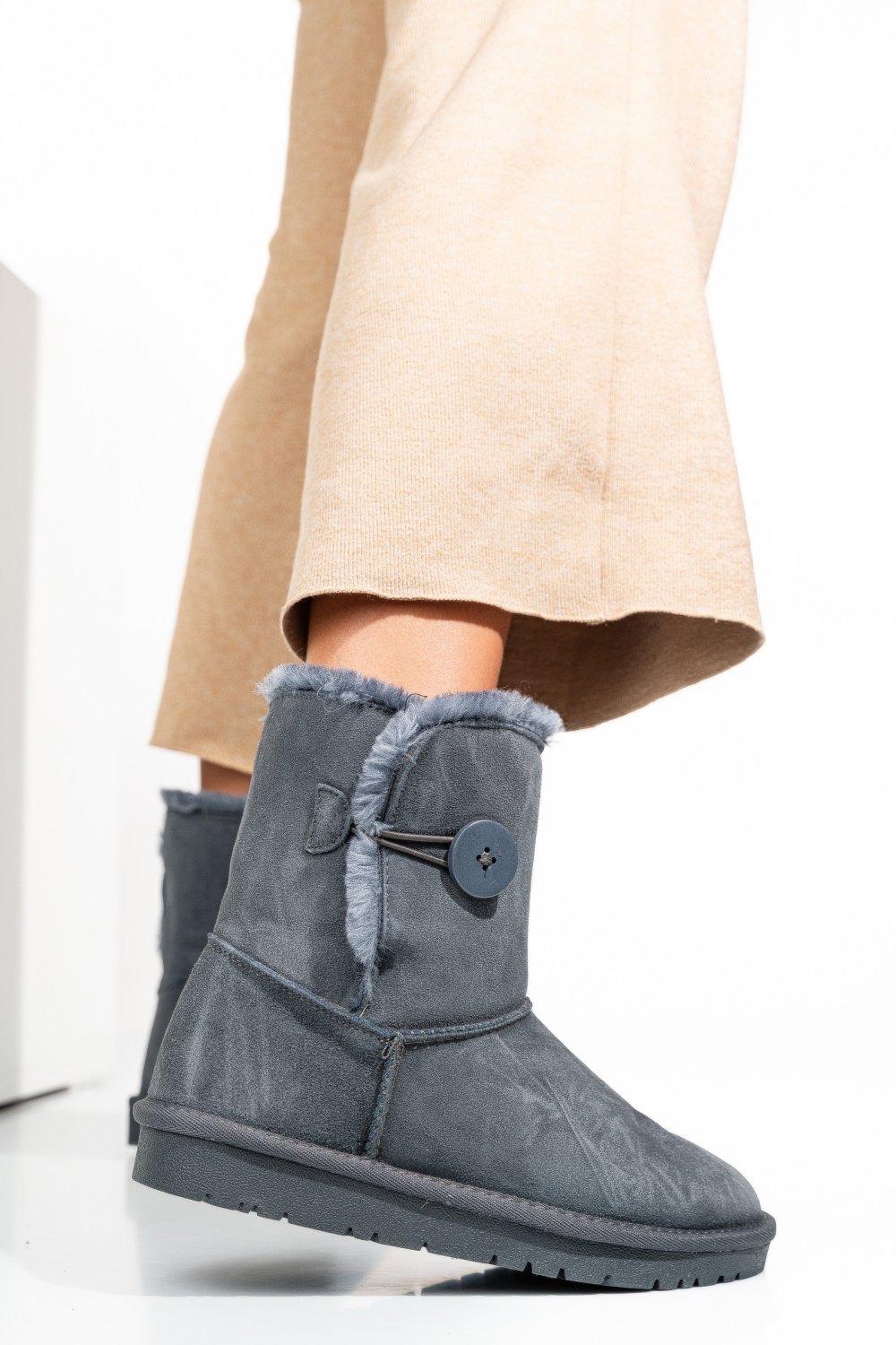 CIZME GRI PIELE NATURALA INTOARSA 8SP137