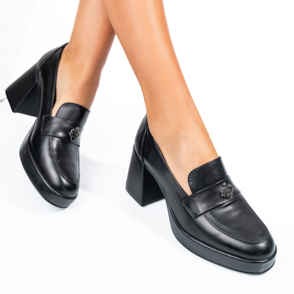 PANTOFI NEGRI PIELE NATURALA  251632NP
