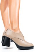 PANTOFI BEJ PIELE NATURALA  251629NP
