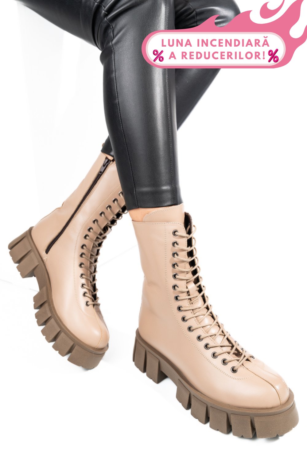 GHETE BEJ PIELE NATURALA 242829NP