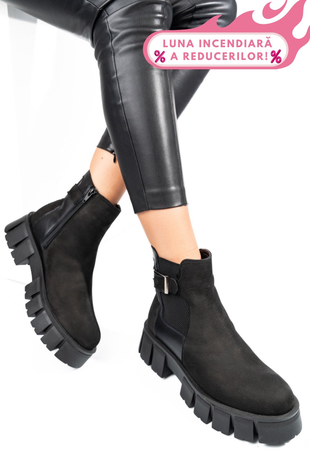 GHETE NEGRE PIELE NATURALA 242830NBK