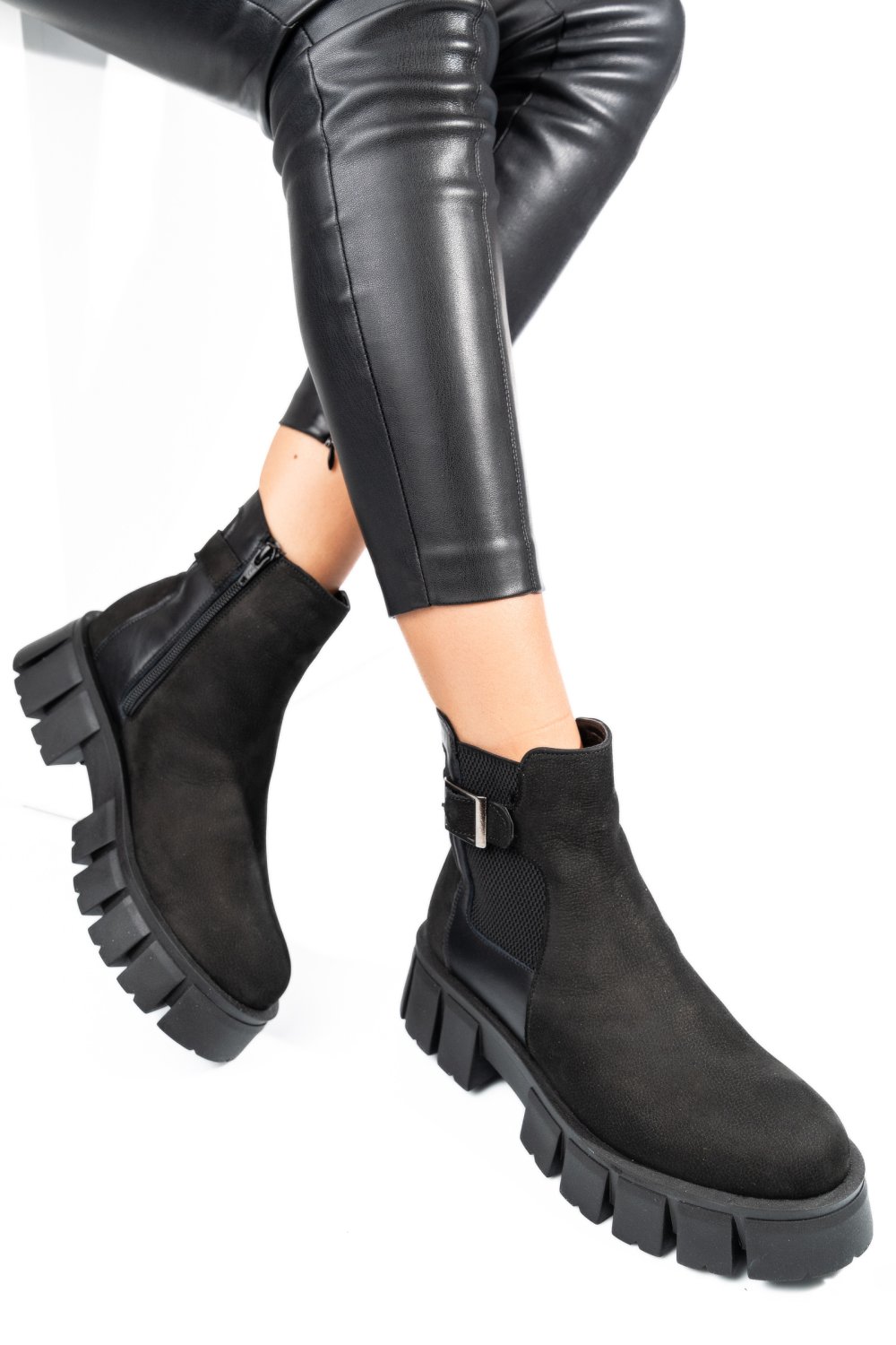GHETE NEGRE PIELE NATURALA 242830NBK