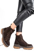 GHETE FEMEI CU SIRETURI PIELE NATURALA INTOARSA MARO 222836SP