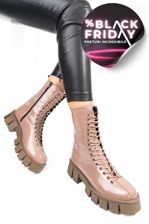 Ghete bej piele naturala lacuita 242829npk