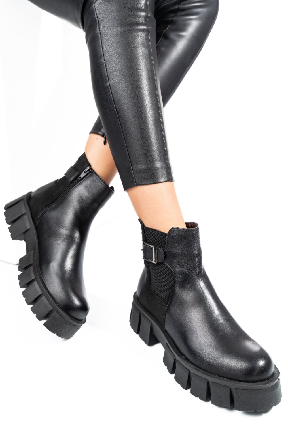 GHETE NEGRE PIELE NATURALA 242830NP