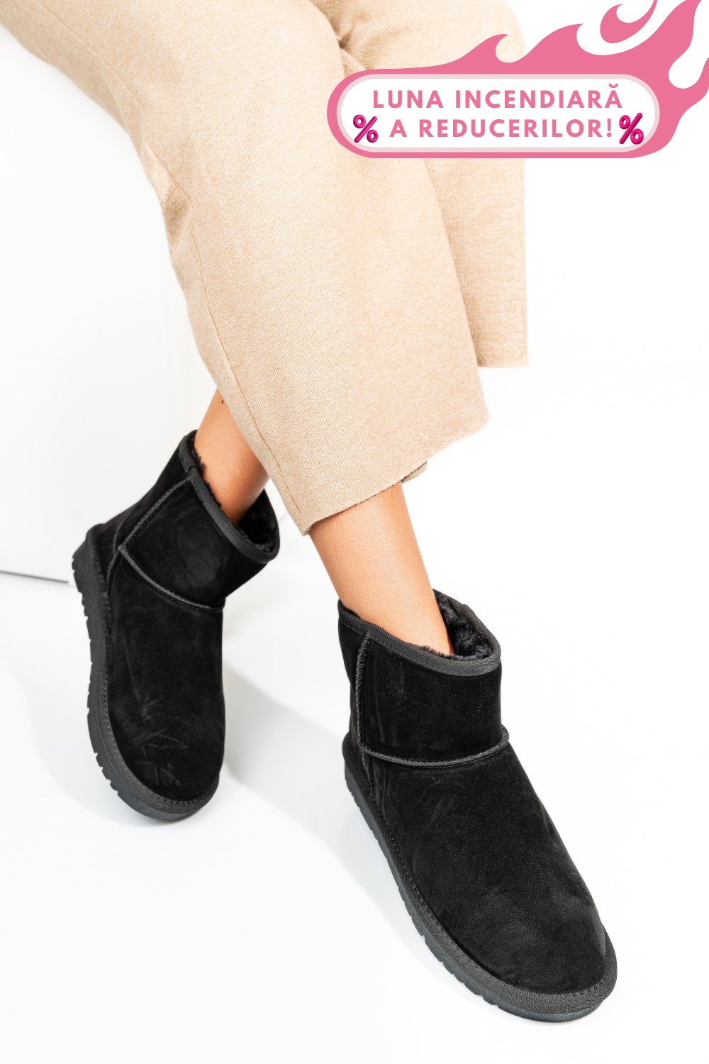 CIZME NEGRE PIELE NATURALA INTOARSA 5SP854
